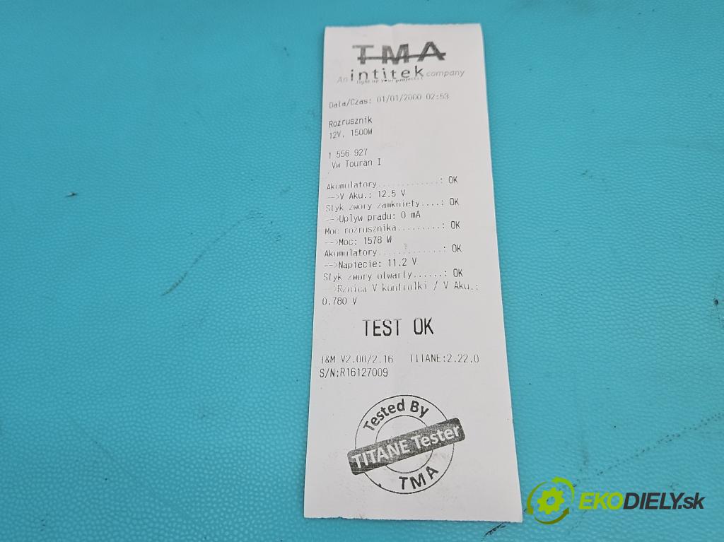 Vw Touran I 2003-2015 1.9 tdi 105 HP manual 77 kW 1896 cm3 5- štartér  (Štartér)