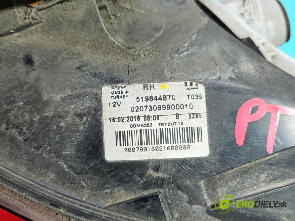 Fiat Tipo II 2015- 1.4 16V 95 HP manual 70 kW 1368 cm3 4- svetlo / reflektor zadné pravé 519844870 (Kľučka dverí ostatné)