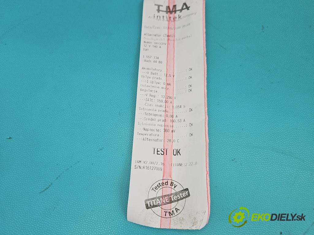 Audi A4 B8 2007-2015 2.0 tdi 136hp manual 100 kW 1968 cm3 4- Alternator 03G903016E (Alternátor)