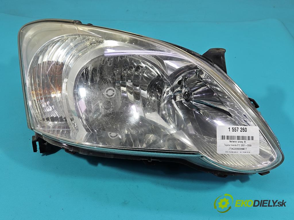 Toyota Corolla E12 2001-2009 1.6 vvti 110 hp manual 81 kW 1598 cm3 5- světlo pravý  (Pravé přední světlo)