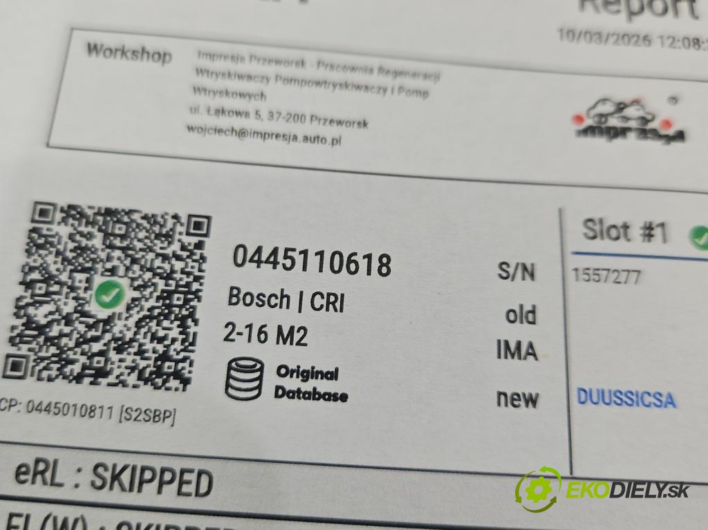 Opel Corsa E 2014-2019 1.3 cdti 75 HP manual 55 kW 1248 cm3 3- vstrek 0445110618 (Vstrekovač paliva)