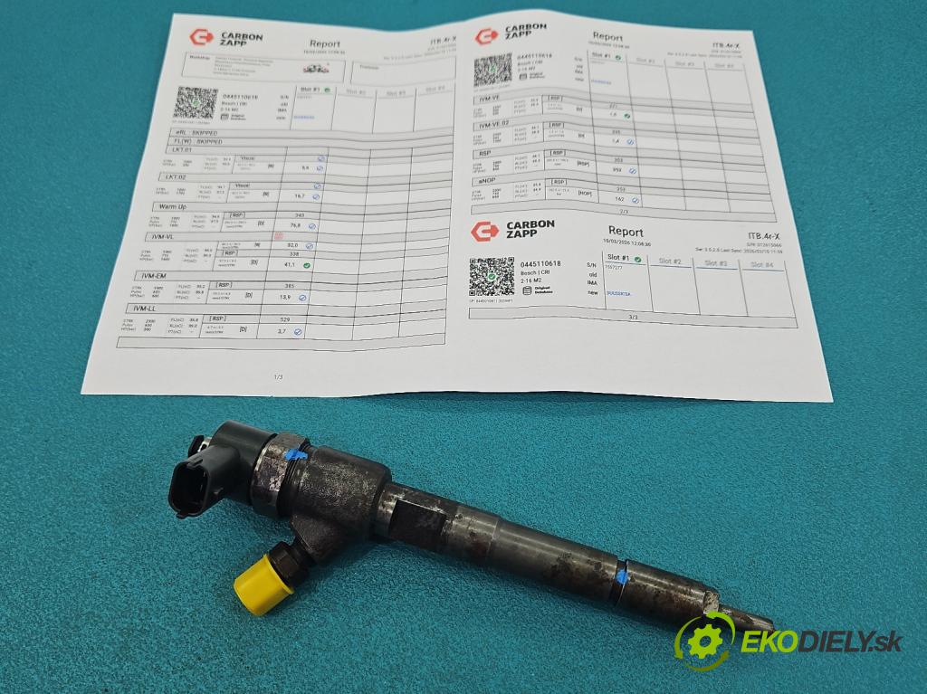 Opel Corsa E 2014-2019 1.3 cdti 75 hp manual 55 kW 1248 cm3 3- vstřikovač 0445110618 (Vstřikovač paliva)