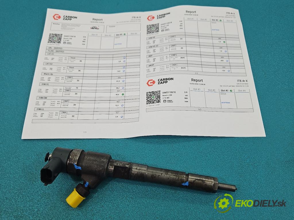 Opel Corsa E 2014-2019 1.3 cdti 75 hp manual 55 kW 1248 cm3 3- vstřikovač 0445110618 (Vstřikovač paliva)