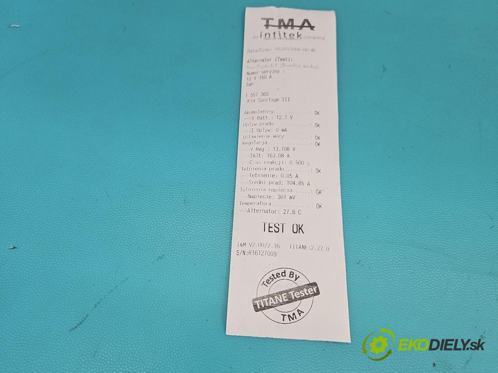 Kia Sportage III 2010-2015 2.0 crdi 136hp automatic 100 kW 1995 cm3 5- Alternator  (Alternátor)