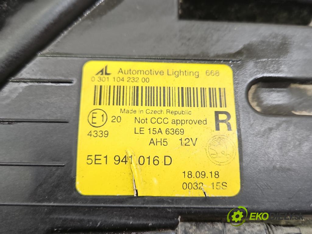 Skoda Octavia III 2013- 2.0 TSI DKZA: 190 HP automatic 140 kW 1984 cm3 5- Reflektor: pravý 5E1941016D (Svetlo predné pravé)