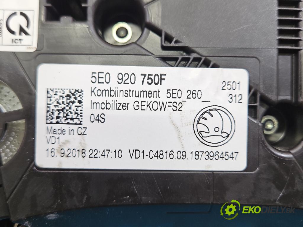 Skoda Octavia III 2013- 2.0 TSI 190 HP automatic 140 kW 1984 cm3 5- prístrojovka/ budíky 5E0920750F (Prístrojová doska)