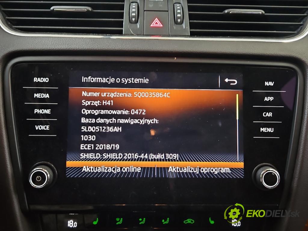 Skoda Octavia III 2013- 2.0 TSI 190 HP automatic 140 kW 1984 cm3 5- Radio originál A2C1893790001