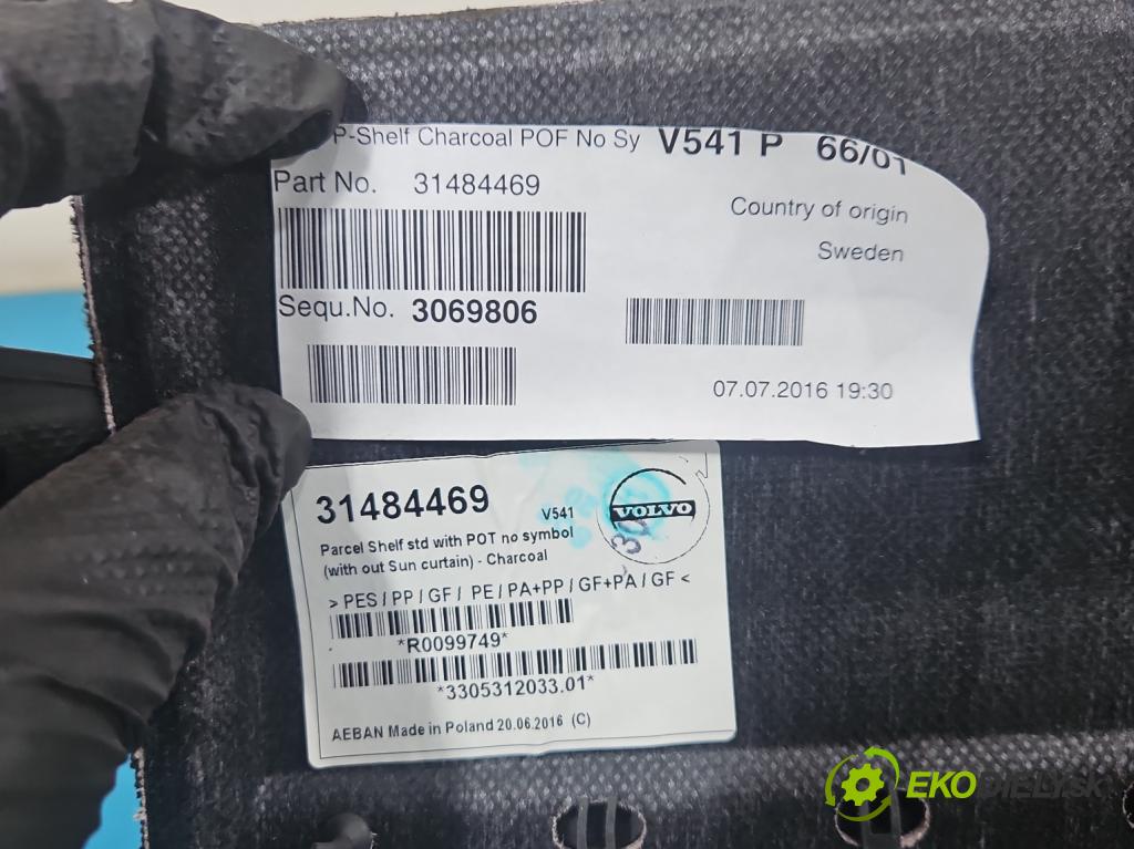 Volvo S90 II 2016- 2.0 T 320KM automatic 235 kW 1969 cm3 4- pláto zadní 31484469 (Kryt zavazadlového prostoru)
