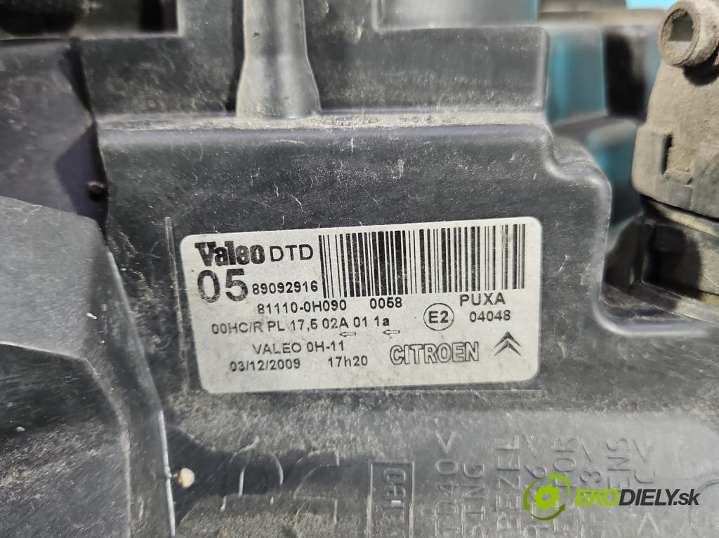 Citroen C1 I 2005-2014 1.0 12V 68 HP automatic 50 kW 998 cm3 5- Reflektor: pravý 89092916 (Svetlo predné pravé)