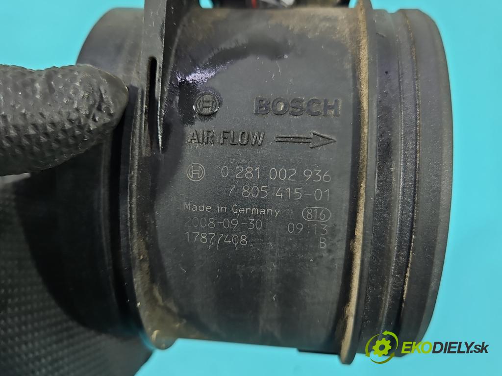 Bmw X3 E83 2003-2010 2.0d 177 HP manual 130 kW 1995 cm3 5- průtokoměr: 0281002936 (Váha vzduchu)