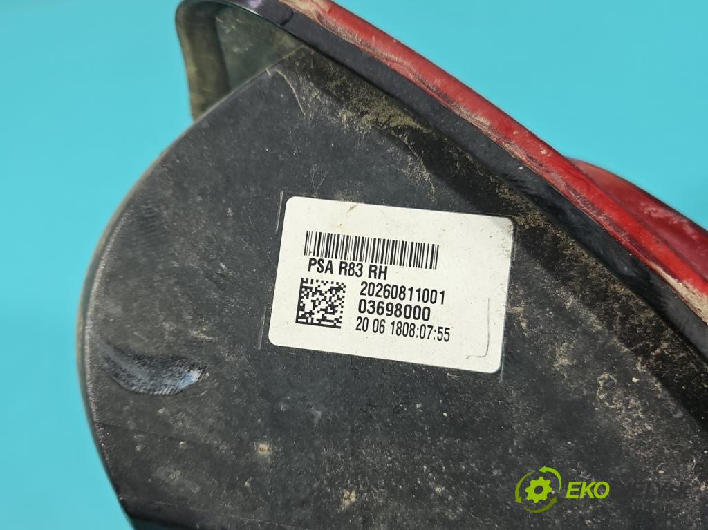 Peugeot 508 II 2018- 1.6 224hp automatic 165 kW 1598 cm3 5- svetlo / reflektor zadné pravé nárazník 20260811001