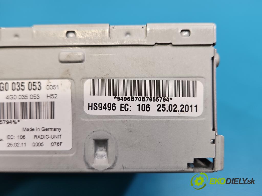 Audi A4 B8 2007-2015 2.0 tdi 143 HP manual 105 kW 1968 cm3 5- Radio originál 4G0035053