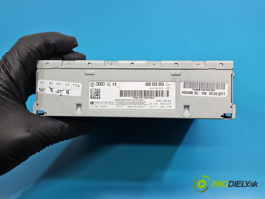 Audi A4 B8 2007-2015 2.0 tdi 143 HP manual 105 kW 1968 cm3 5- Radio originál 4G0035053