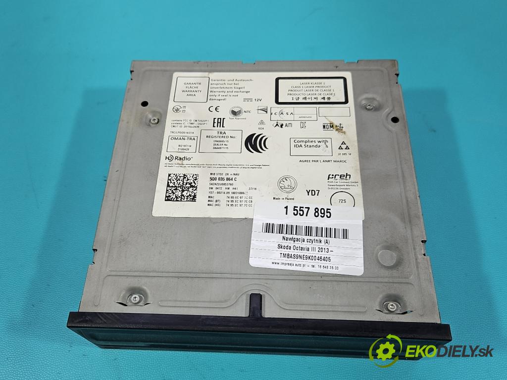 Skoda Octavia III 2013- 2.0 TSI 190 HP automatic 140 kW 1984 cm3 5- Navigácia: čítačka 5Q0035864C