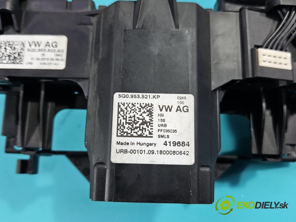 Skoda Octavia III 2013- 2.0 TSI 190 HP automatic 140 kW 1984 cm3 5- prepínač komplex: 5Q0953521KP (Prepínacie páčky pod volantom)