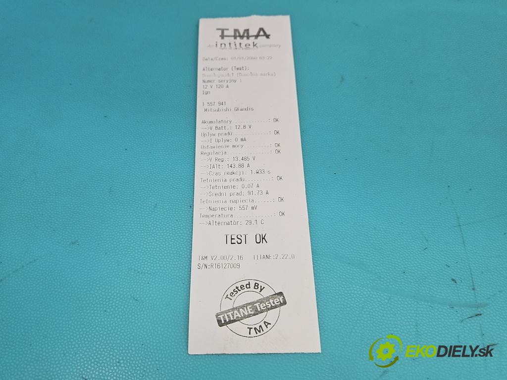 Mitsubishi Grandis 2.0 DID 136 HP manual 100 kW 1968 cm3 5- Alternator  (Alternátor)