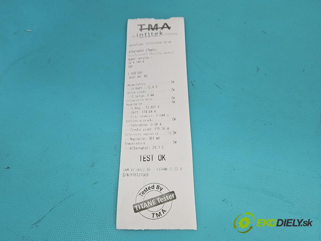 Audi A4 B6 2000-2004 1.9 tdi 116 hp manual 85 kW 1896 cm3 5- Alternator 06F903023H (Alternátor)