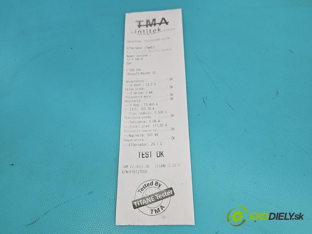 Renault Master II 1998-2010 2.5 dci 114 hp manual 84 kW 2463 cm3 5- Alternator 0986046260 (Alternátor)