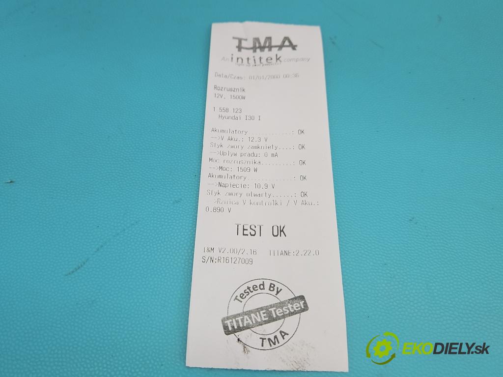 Hyundai I30 I 2007-2012 1.6 16V 126 hp manual 92.7 kW 1591 cm3 5- startér: M000T32571ZE (Startér)