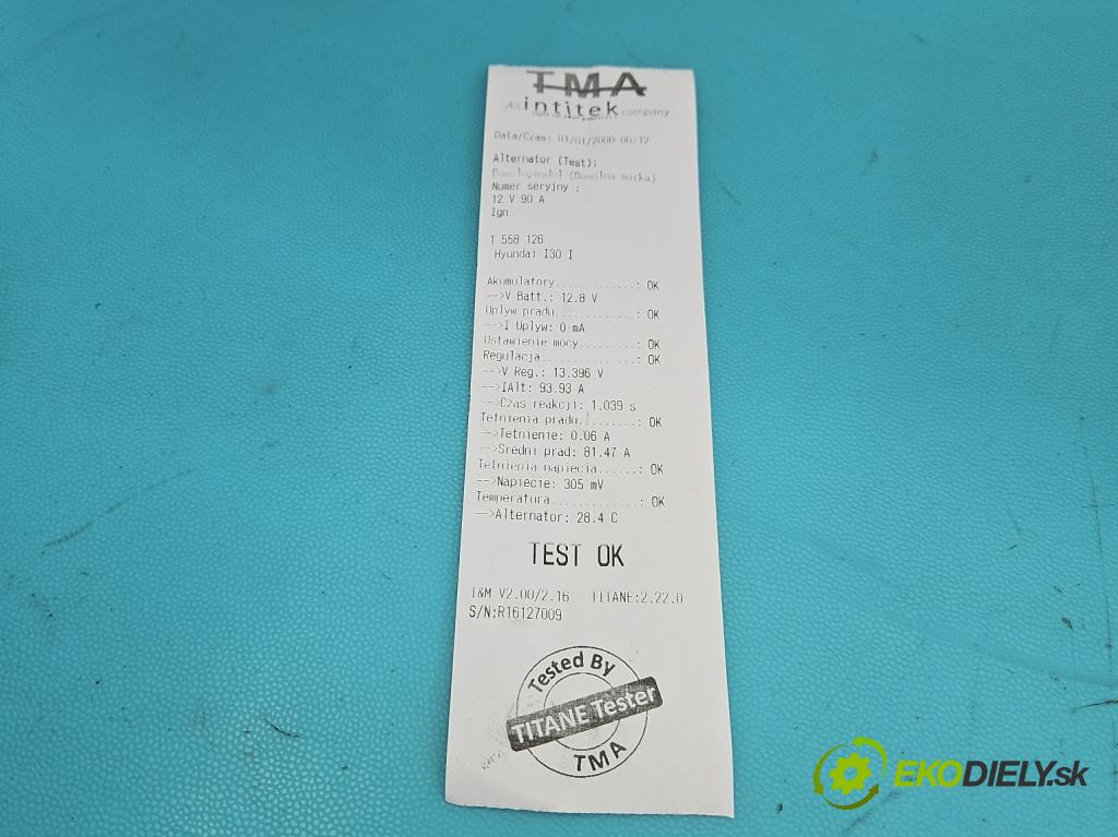 Hyundai I30 I 2007-2012 1.6 16V 126 HP manual 92.7 kW 1591 cm3 5- Alternator 37300-2B101 (Alternátor)