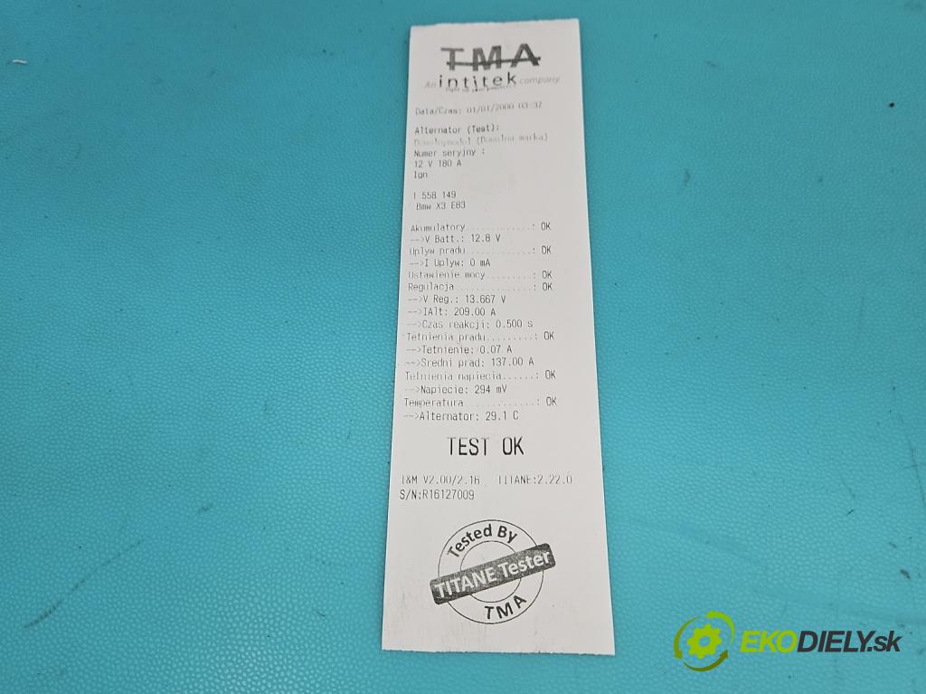 Bmw X3 E83 2003-2010 2.0d 177 HP manual 130 kW 1995 cm3 5- Alternator 7802261 (Alternátor)