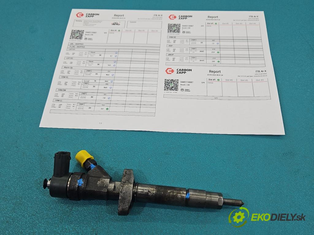 Renault Master II 1998-2010 2.5 dci 114 hp manual 84 kW 2463 cm3 5- vstřikovač 0445110087 (Vstřikovač paliva)