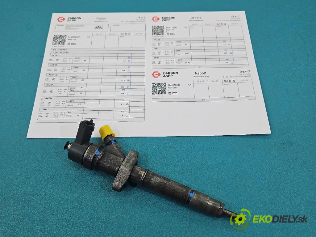 Renault Master II 1998-2010 2.5 dci 114 hp manual 84 kW 2463 cm3 5- vstřikovač 0445110087 (Vstřikovač paliva)