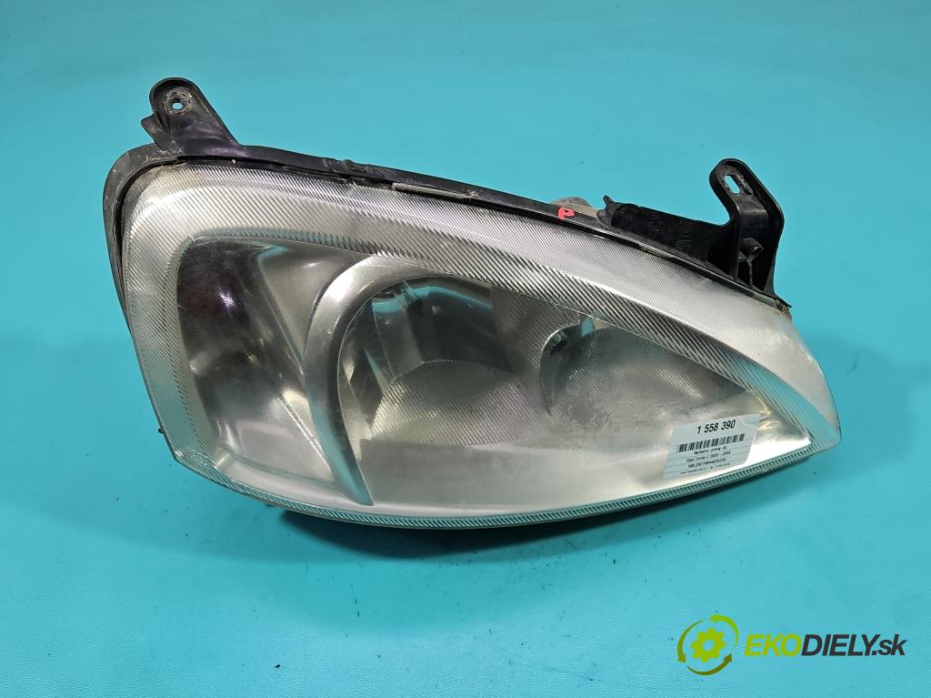 Opel Corsa C 2000-2006 1.2 16V 75 hp manual 55 kW 1199 cm3 5- světlo pravý 13115007 (Pravé přední světlo)