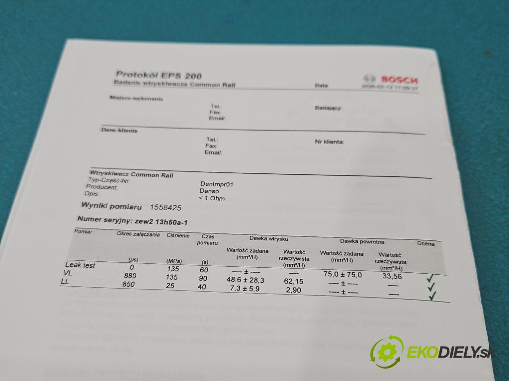 Mazda 6 I GG 2002-2007 2.0 citd 136hp manual 100 kW 1998 cm3 5- vstřikovač 13H50A (Vstřikovač paliva)