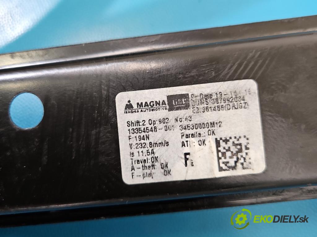 Opel Meriva B 2010-2017 1.4 16V 101 HP manual 74 kW 1398 cm3 5- mechanizmus okna predné pravý 13354548