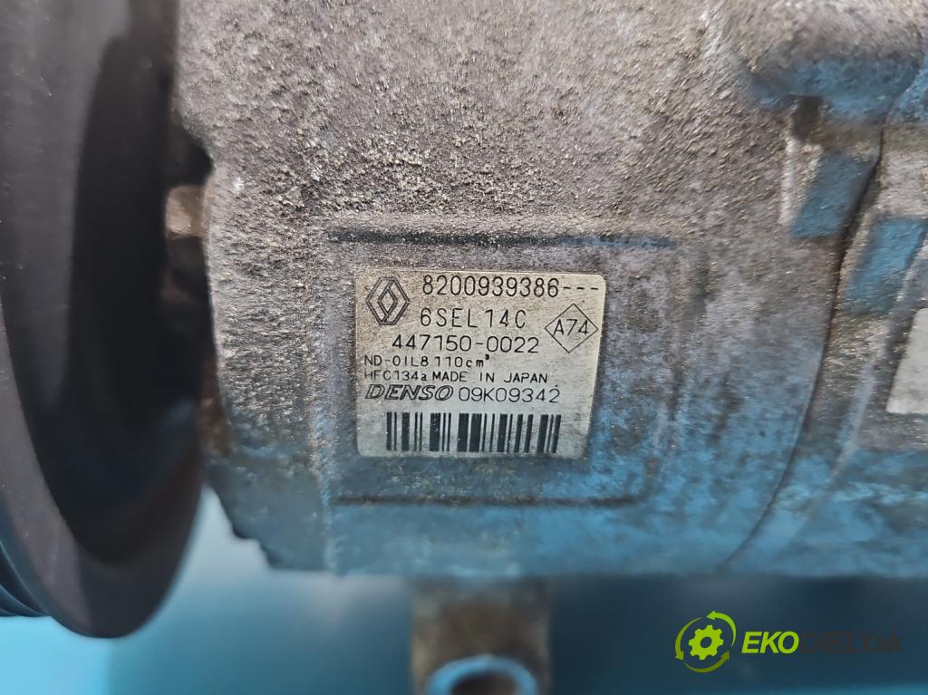 Renault Megane III 2008-2016 1.5 dci 86 hp manual 63 kW 1461 cm3 5- Kompresor: klíma 8200939386 (Kompresor klimatizace)
