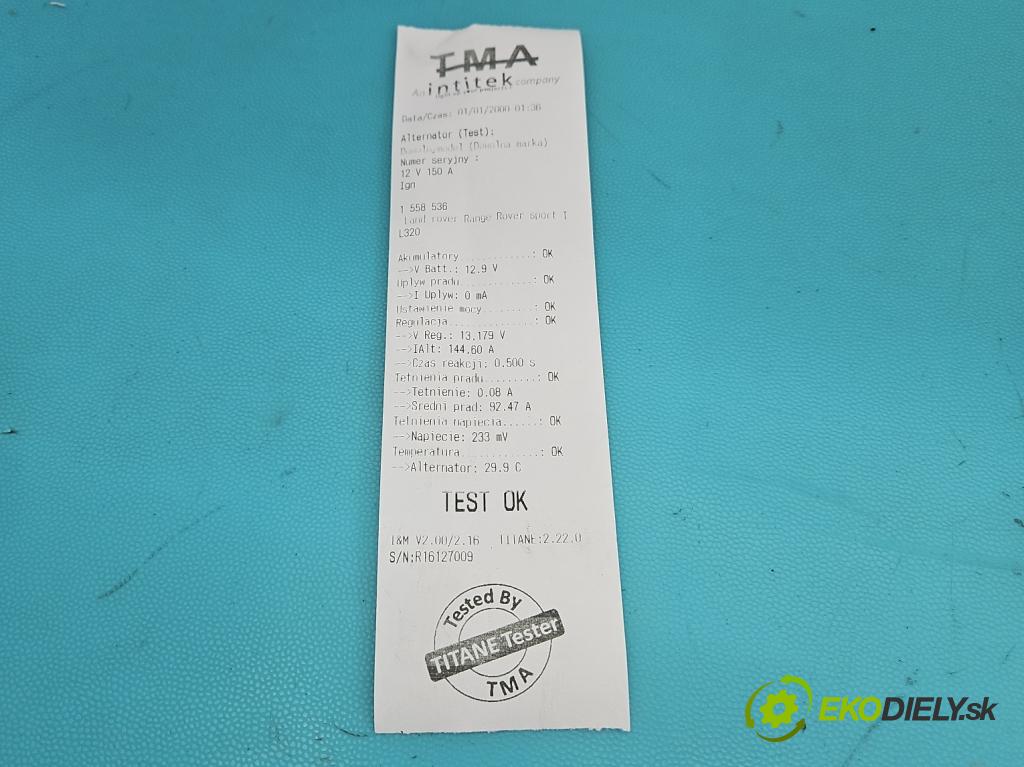 Land rover Range Rover sport I L320 3.6 TD V8 368DT 272 HP automatic 200 kW 3628 cm3 5- Alternator 104210-4650 (Alternátor)
