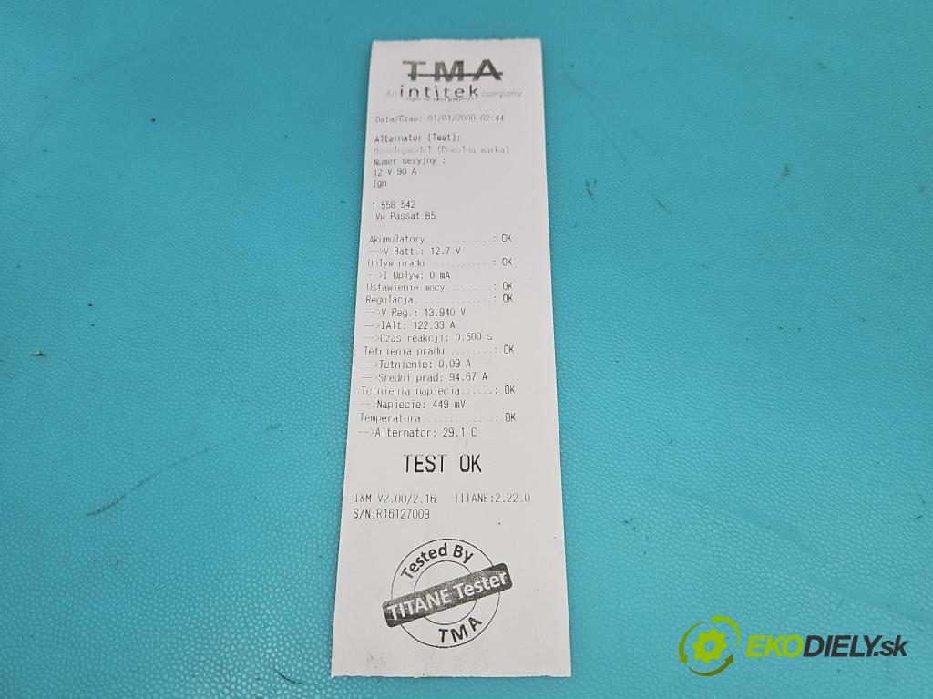 Vw Passat B5 1995-2005 1.8 20V 125 HP manual 92 kW 1781 cm3 4- Alternator (Alternátor)
