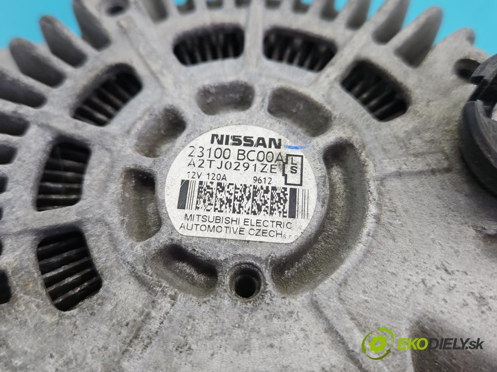 Nissan Qashqai I J10 2006-2013 1.6 16V 114 HP manual 84 kW 1598 cm3 5- Alternator 23100BC00A (Alternátor)