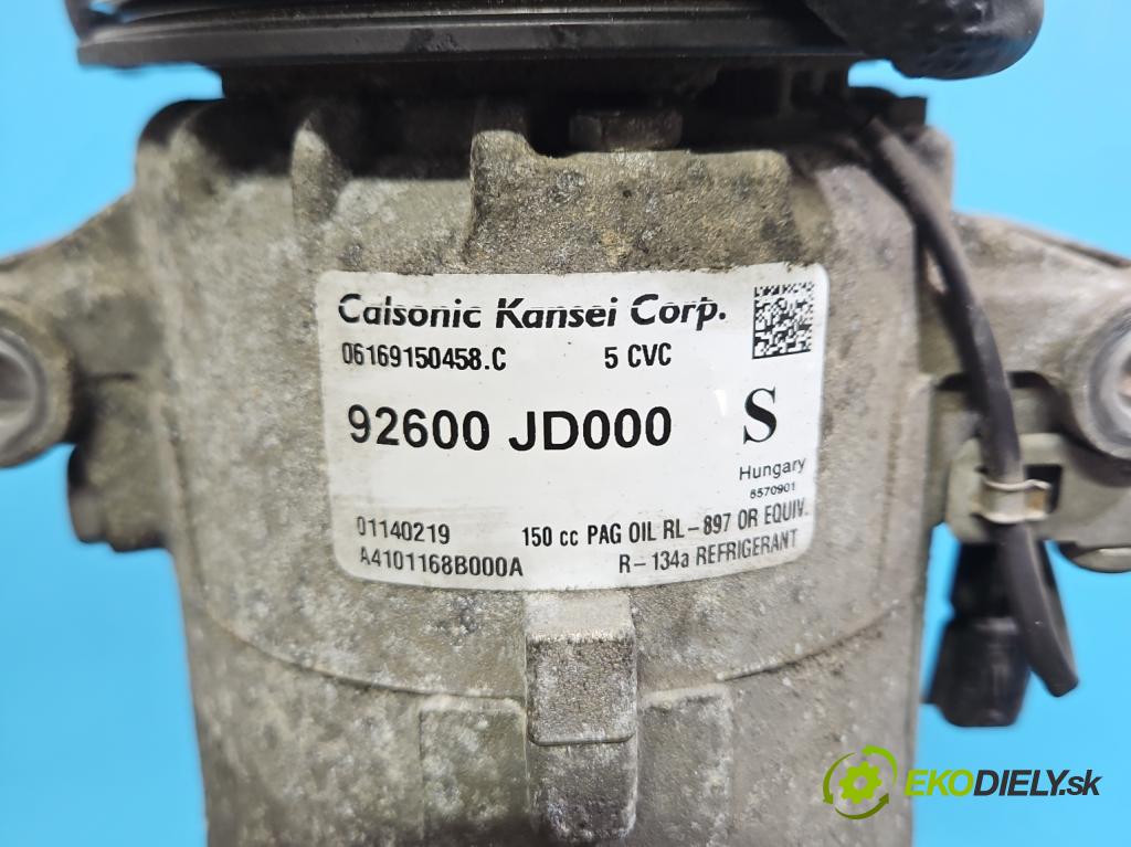 Nissan Qashqai I J10 2006-2013 1.6 16V 114 HP manual 84 kW 1598 cm3 5- Kompresor: klimatizácie 92600-JD000 (Kompresor klimatizácie)