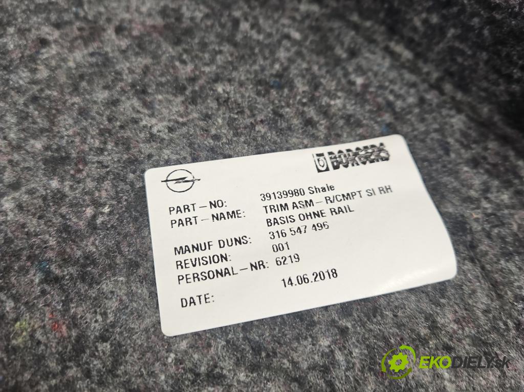 Opel Insignia B 2017-2022 2.0 T 260 HP automatic 191 kW 1998 cm3 5- Čalounictví: kufra: pravé 39139980