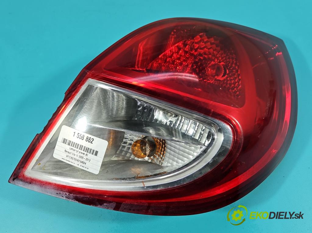 Renault Clio III 2005-2012 1.5 dci 68 hp manual 50 kW 1461 cm3 3- světlo zadní pravé 8200886946 (Klika dveří ostatní)
