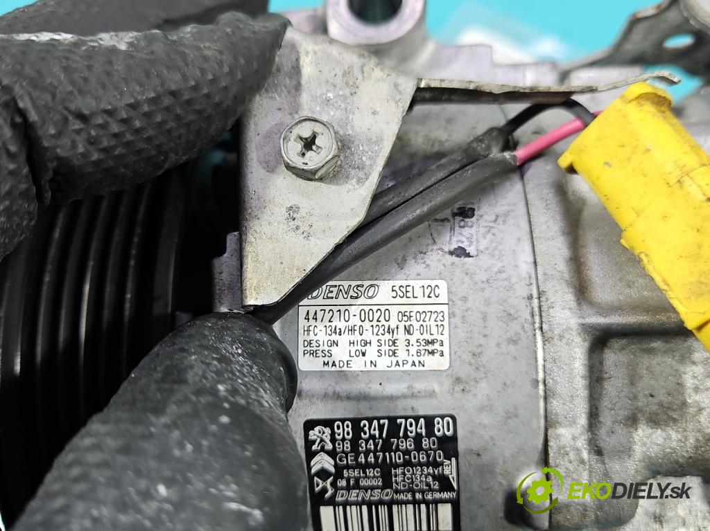 Peugeot 3008 II 2016-2023 1.5 hdi 131 hp automatic 96 kW 1499 cm3 5- Kompresor: klíma 9834779480 (Kompresor klimatizace)