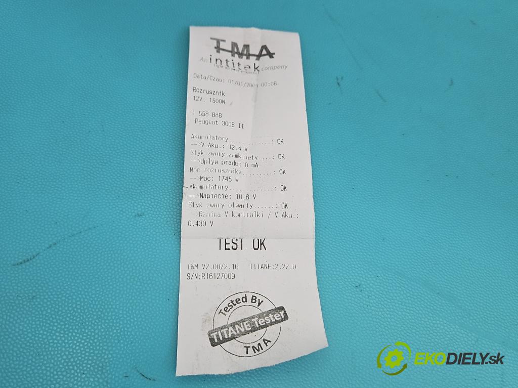 Peugeot 3008 II 2016-2023 1.5 hdi 131 HP automatic 96 kW 1499 cm3 5- štartér 9832577880 (Štartér)