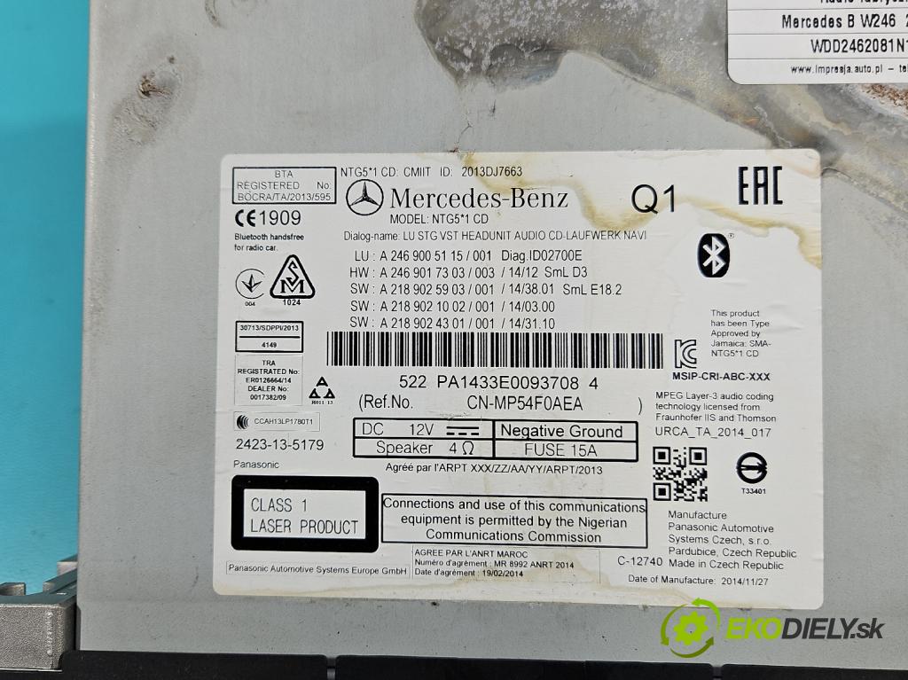 Mercedes B W246  2011-2018 2.1 cdi 136 HP automatic 100 kW 2143 cm3 5- Radio originál A2469005115