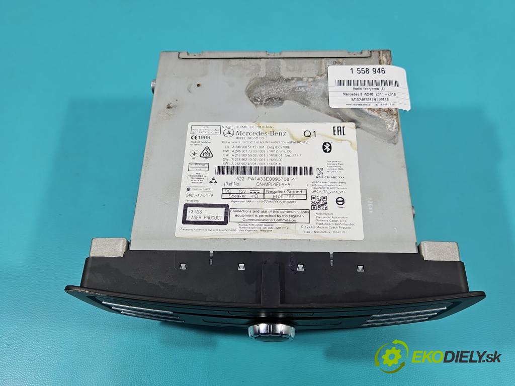 Mercedes B W246  2011-2018 2.1 cdi 136 HP automatic 100 kW 2143 cm3 5- Radio originál A2469005115