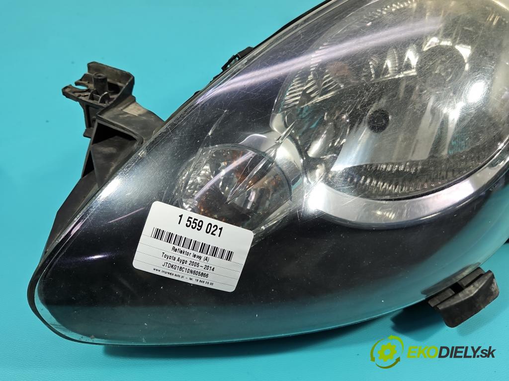 Toyota Aygo 2005-2014 1.0 12V 68 HP manual 50 kW 998 cm3 5- Reflektor: ľavý 81150-0H070 (Kľučka dverí ostatné)