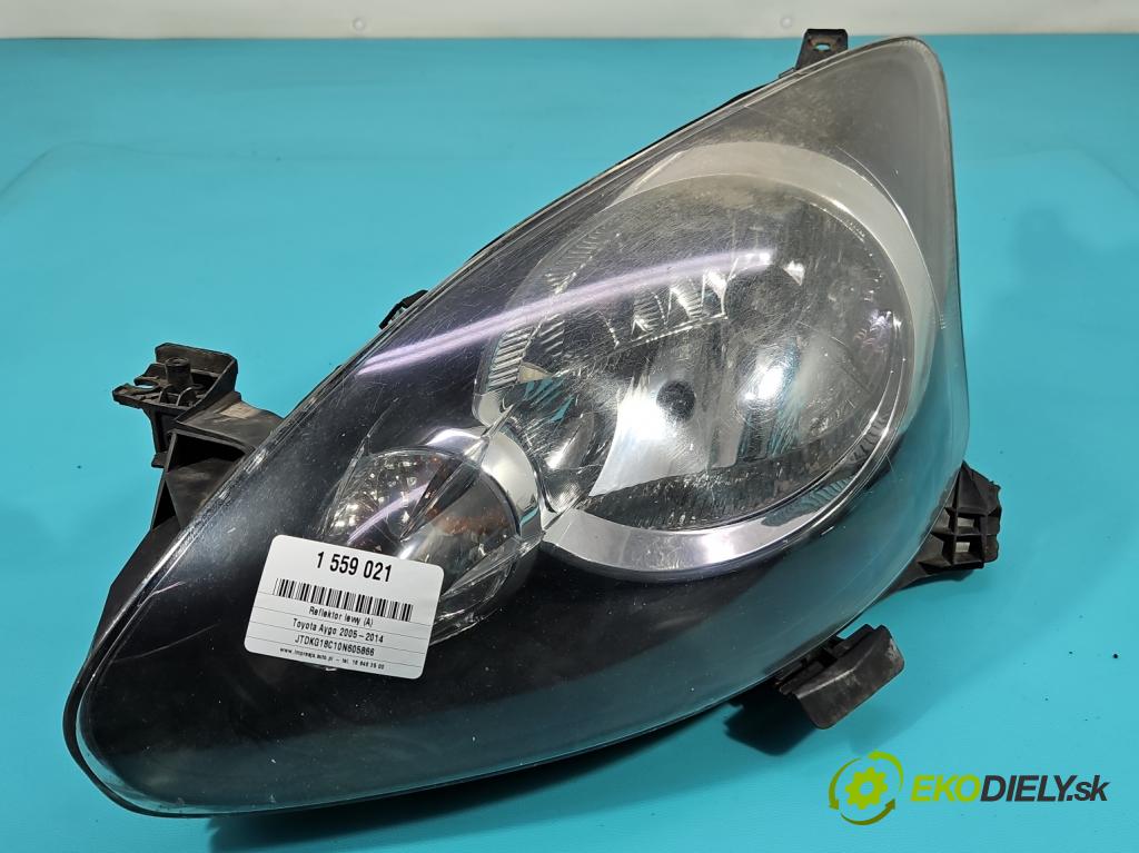 Toyota Aygo 2005-2014 1.0 12V 68 HP manual 50 kW 998 cm3 5- Reflektor: ľavý 81150-0H070 (Kľučka dverí ostatné)