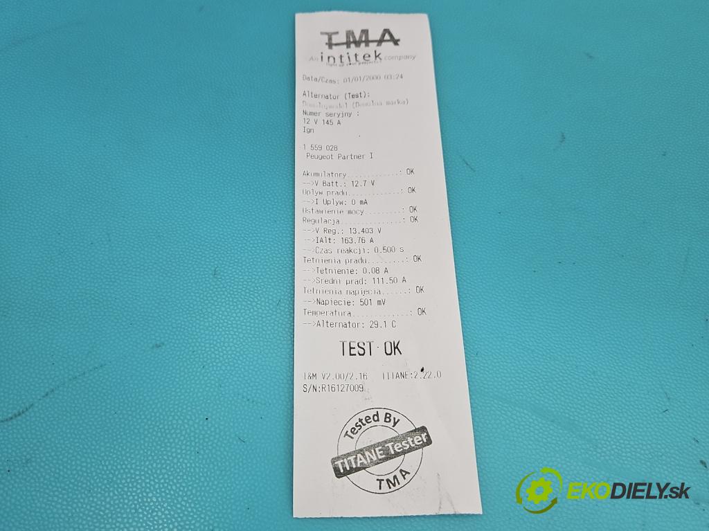 Peugeot Partner I 1996-2008 1.6 hdi 75 HP manual 55.2 kW 1560 cm3 5- Alternator 2543526A (Alternátor)