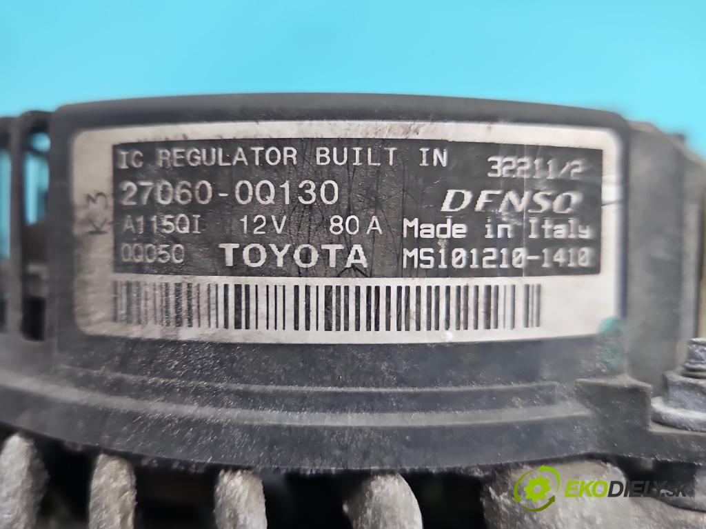 Toyota Aygo 2005-2014 1.0 12V 68 HP manual 50 kW 998 cm3 5- Alternator 27060-0Q130 (Alternátor)
