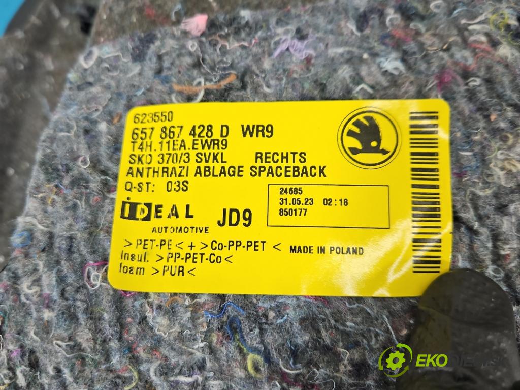 Skoda Scala 2019- 1.5 TSI 150 HP manual 110 kW 1498 cm3 5- Čalounictví: kufra: pravé 657867428D