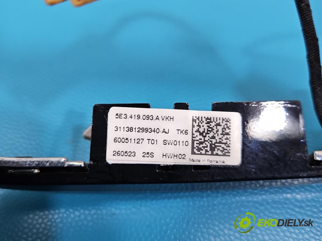 Skoda Scala 2019- 1.5 TSI 150 HP manual 110 kW 1498 cm3 5- prepínač multifunkční: řízení: 5E3919719H (Prepínacie páčky pod volantom)