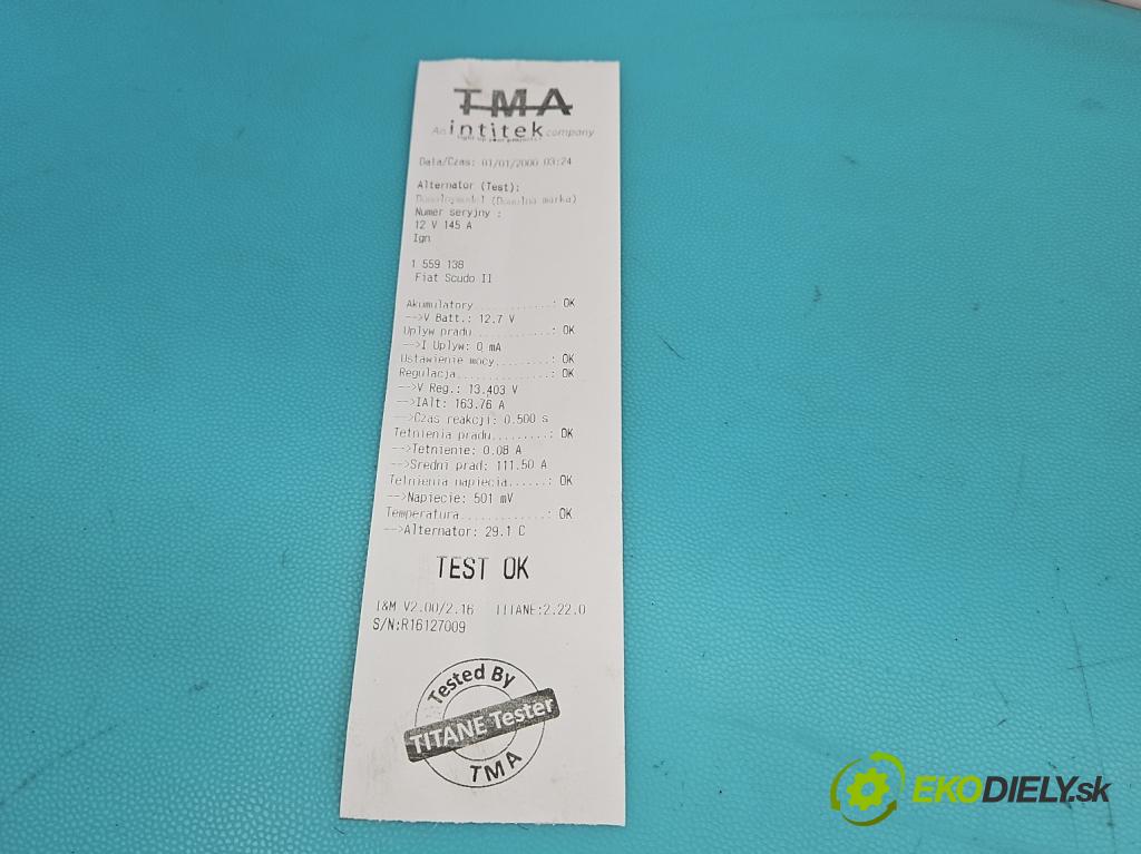 Fiat Scudo II 2006-2016 2.0 jtd 120 hp manual 88 kW 1997 cm3 5- Alternator 2543526A (Alternátor)