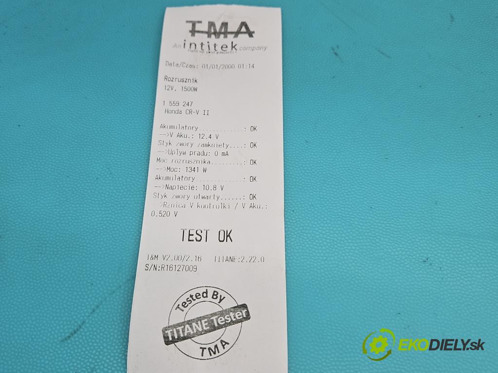 Honda CR-V II 2001-2006 2.0 16V 150 HP manual 110 kW 1998 cm3 5- štartér 228000-9872 (Štartér)