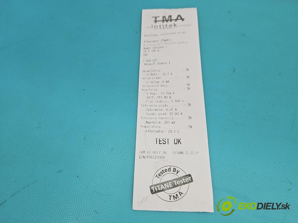 Renault Scenic I 1996-2003 1.9 dci 102 HP manual 75 kW 1870 cm3 5- Alternator 2542551A (Alternátor)